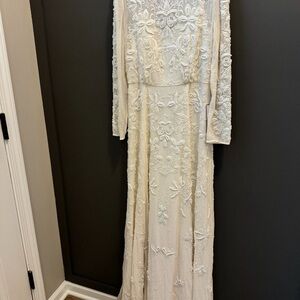 J. Crew Ivory Floral Lace Long Sleeve Dress